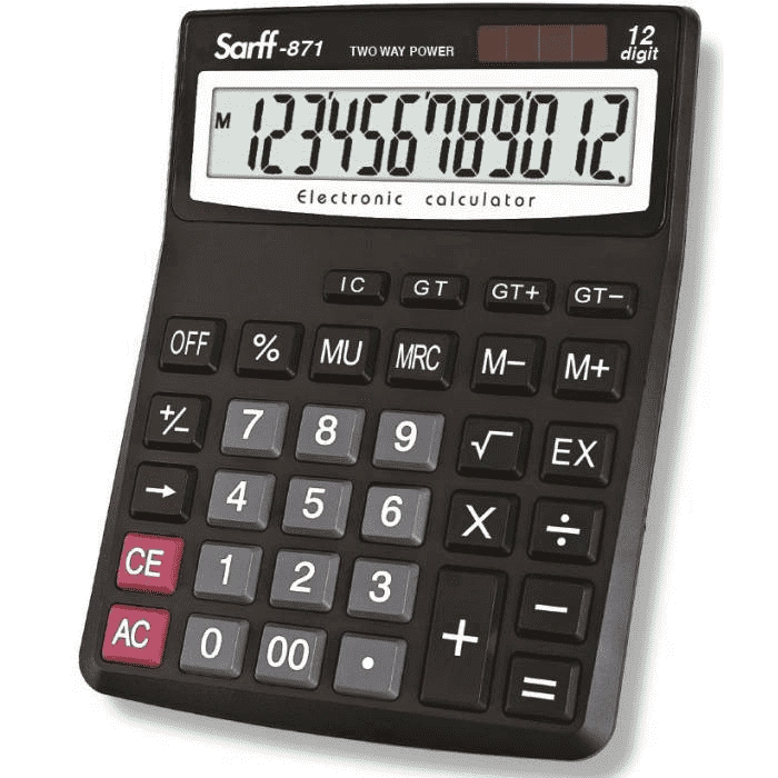 Sarff 871 Pilli-Güneş Enerjili Hesap Makinesi 12 Haneli