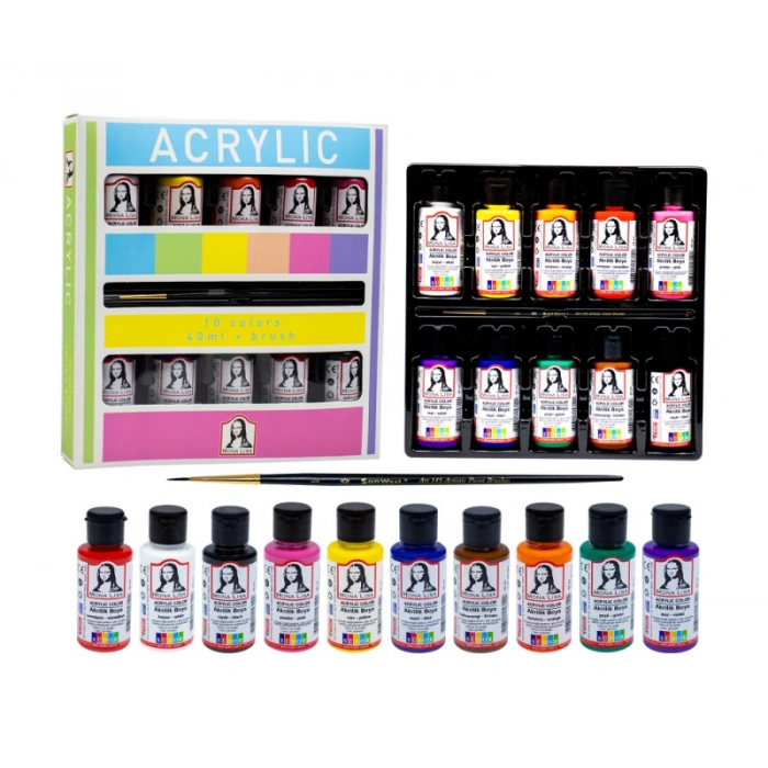SÜDOR ML122 MONALİSA AKRİLİK BOYA 10 RENKx40ml+FIRÇA SET