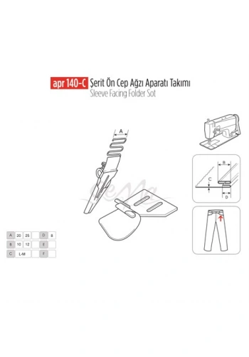 Şerit Ön Cep Ağzı Apara Set 20x10mm / APR 140-C