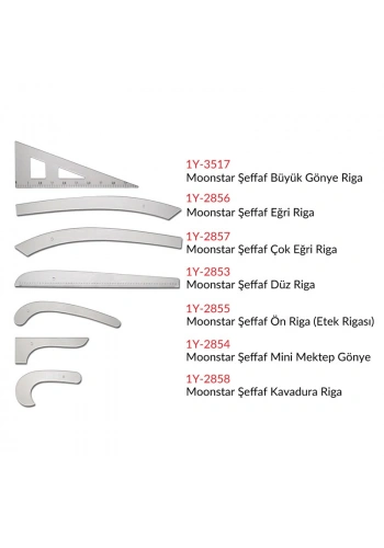 Şeffaf Plastik Riga Cetvel Takım (7 Parça)