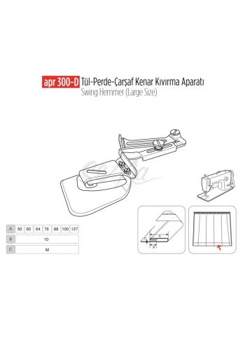 Tül Perde Çarşaf Kenar Apara 70mm / APR 300-D