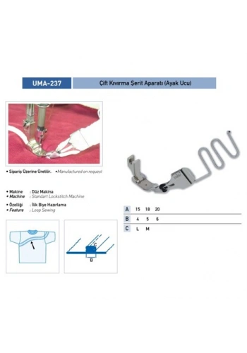 Çift Kıvırma Şerit Apara(Ayak Ucu)25x6mm/UMA-237(KS66)