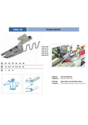 Overlok Arabiye Aparatı 50x25mm / UMA-30