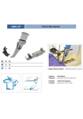 Yaka İç Biye Aparatı 22x9mm/ UMA-29