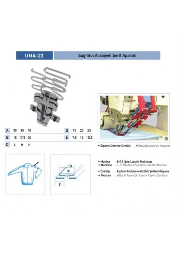 Sağ-Sol Arabiyeli Şerit Aparatı 35X17,5mm / UMA-23