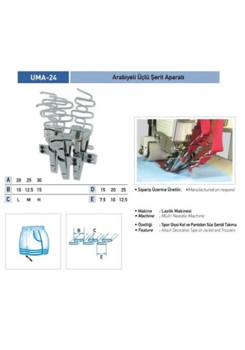 Arabiyeli Üçlü Şerit Aparatı 20x10mm / UMA-24