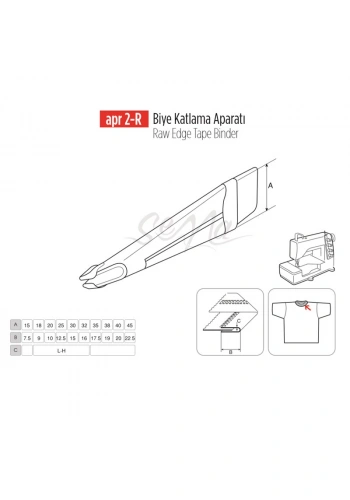 Lastik Biye Katlama Apara 20x10mm / APR 2-R