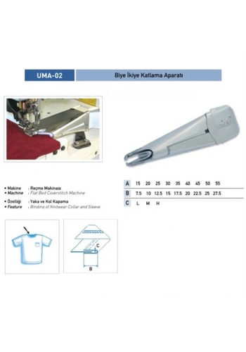 Lastik Biye Katlama Apara 22x11mm / UMA-02