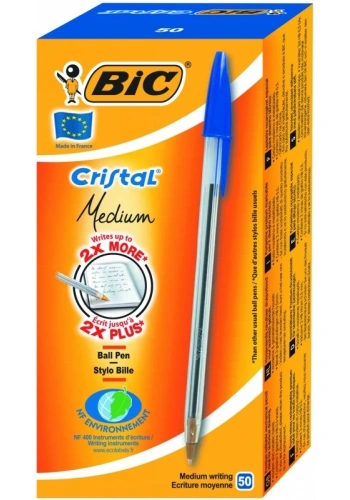 Bic Cristal Medium Mavi Tükenmez Kalem (50 li Kutu)