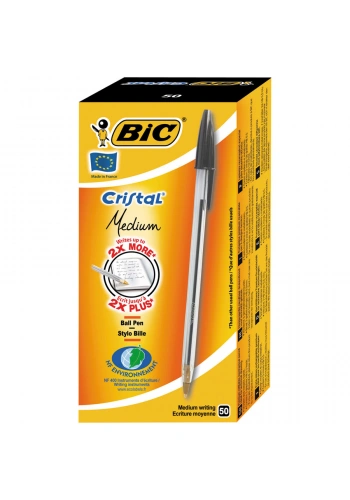 Bic Cristal Medium Siyah Tükenmez Kalem (50 li Kutu)