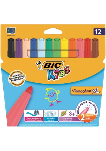 Bic Kids Visacolor XL Jumbo Yıkanabilir Keçeli Boya Kalemi 12 Renk 829007