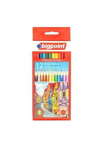 Bigpoint 12 Renk Kuru Boya Kalemi Tam Boy