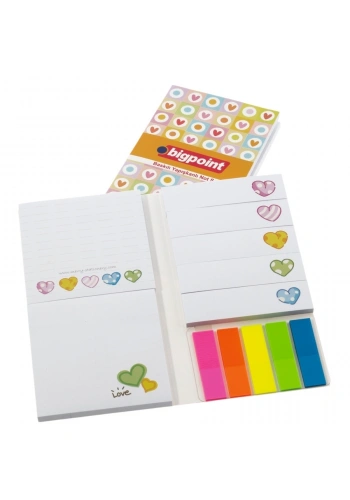Bigpoint Defter Şeklinde Baskılı Yapışkanlı Not Kağıdı Seti