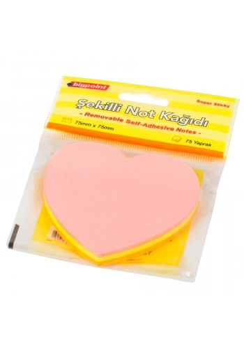 Bigpoint Şekilli Not Kağıdı Kalp 75 Yaprak