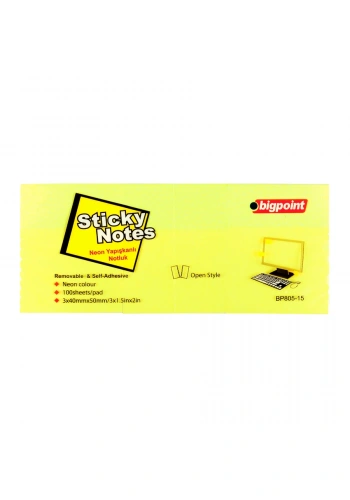 Bigpoint Yapışkanlı Not Kağıdı 3lü 40x50mm Neon Sarı