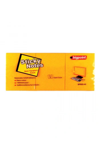 Bigpoint Yapışkanlı Not Kağıdı 3lü 40x50mm Neon Turuncu