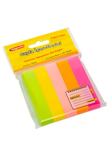 Bigpoint Yapışkanlı Not Kağıdı 5 Neon Renk 15x75mm