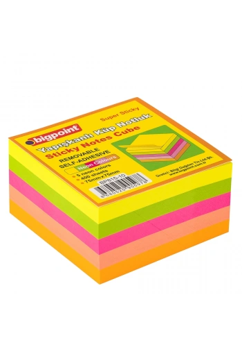 Bigpoint Yapışkanlı Not Kağıdı Super Sticky Küp 5 Neon Renk 400 Yaprak