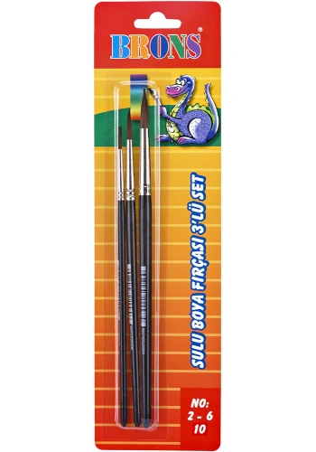 BRONS 145 SERİSİ SULU BOYA FIRÇA SETİ 3 LÜ NO: 2-6-10 BR-672