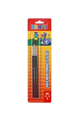 BRONS 145 SERİSİ SULU BOYA FIRÇA SETİ 3 LÜ No.2-4-6 BR-244