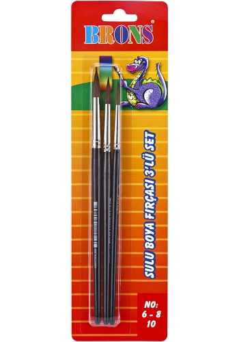BRONS 145 SERİSİ SULU BOYA FIRÇA SETİ 3 LÜ No.6-8-10 BR-245