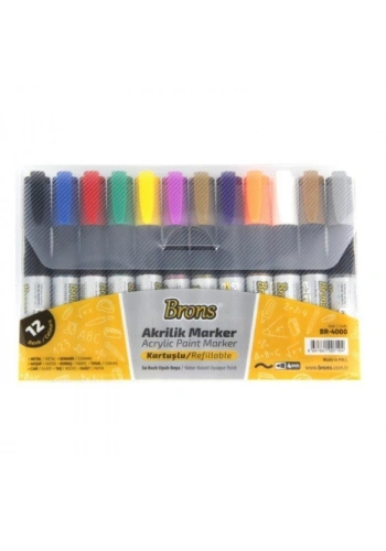 BRONS AKRİLİK MARKER KALEM 12 Lİ TAKIM BR-4000