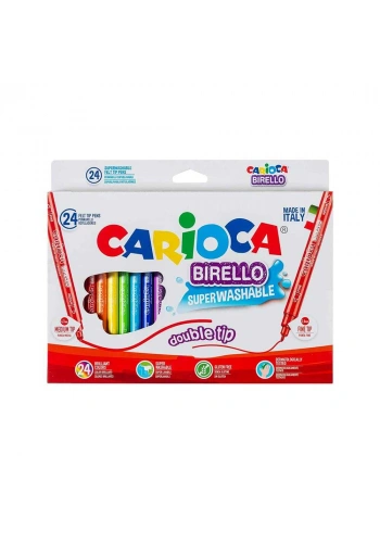 Carioca Keçeli Boya Kalemi Birello Çift Uçlu Yıkanabilir 24lü
