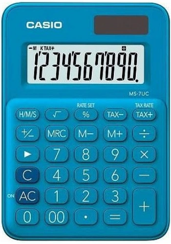 CASİO MS-7UC-BU MASA ÜSTÜ HESAP MAKİNESİ 10 HANE MAVİ