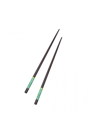Çok Kullanımlık Bambu Çin Çubuğu (Chopsticks) Siyah-Yeşil Desenli 23 cm - 2 Adet