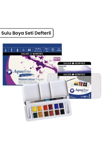 Daler Rowney Aquafine Travel Set 12li Plastik Kutu Defterli