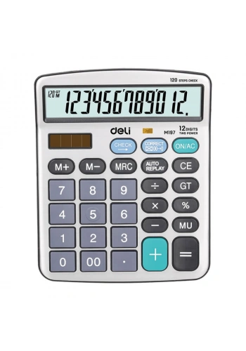 DELİ M19710 MASA ÜSTÜ HESAP MAKİNESİ 12 HANE GÜMÜŞ