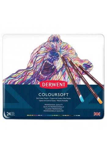Derwent Coloursoft Metal Kuru Boya Teneke Kutu 24lü