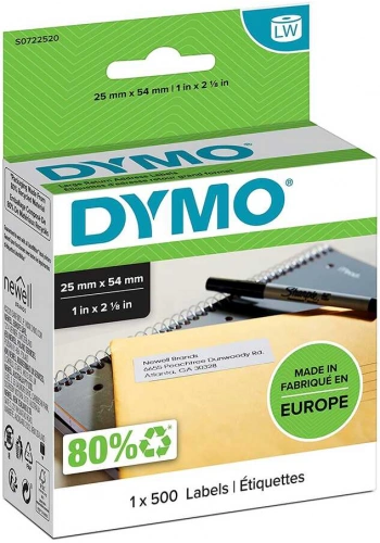 DYMO 11352 LW Adres Etiketi 25x54mm 1inç x 2-1/8inç 500 lü Paket