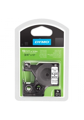 DYMO 16958 Siyah/Beyaz Yüksek Performans Esnek Naylon Şerit (19 mm x 3,5 mt)