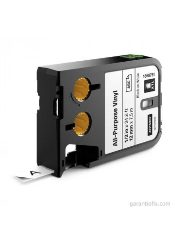 DYMO 1868751 XTL 12mm x 7metre Beyaz/Siyah Vinil Etiket