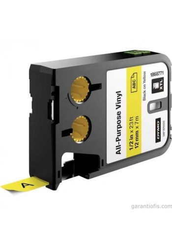 DYMO 1868771 XTL 12mm x 7metre Sarı/Siyah Vinil Etiket