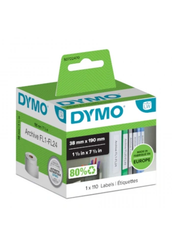 DYMO 99018 LW Dar Klasör Sırt Etiketi 38x190mm / 110 lu Paket 1-1/2 inç 7-1/2inç