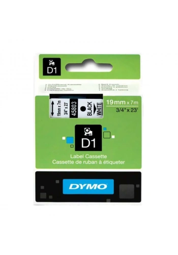 DYMO D1 45803 YEDEK ŞERİT 19mmx7m BEYAZ-SİYAH