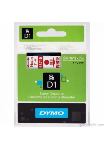 DYMO D1 Beyaz/Kırmızı Yedek Şerit 24mm x 7mt (53715)