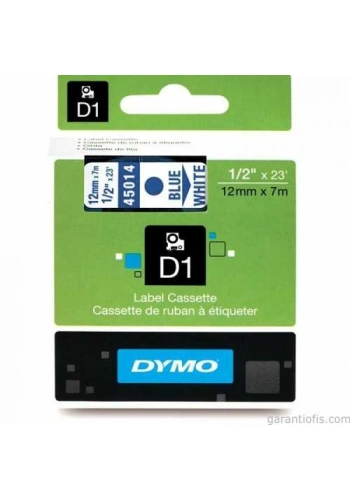DYMO D1 Beyaz/Mavi Yedek Şerit 12mm x 7mt (45014)