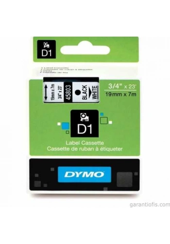 DYMO D1 Beyaz/Siyah Yedek Şerit 19mm x 7mt (45803)