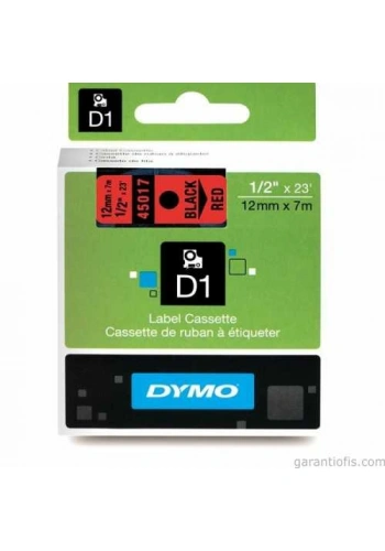DYMO D1 Kırmızı/Siyah Yedek Şerit 12mm x 7mt (45017)