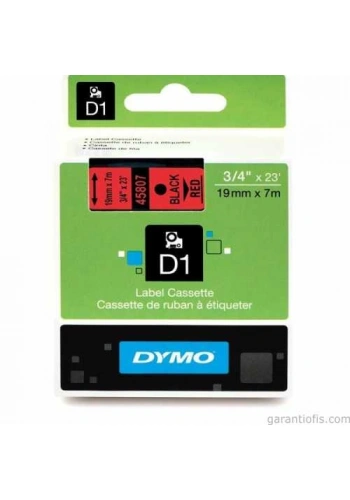 DYMO D1 Kırmızı/Siyah Yedek Şerit 19mm x 7mt (45807)
