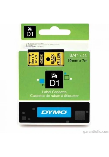 DYMO D1 Sarı/Siyah Yedek Şerit 19mm x 7mt (45808)
