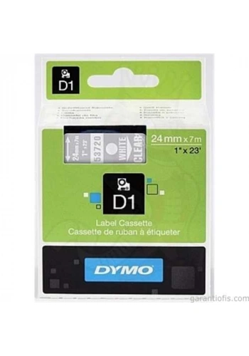 DYMO D1 Şeffaf/Beyaz Yedek Şerit 24mm x 7mt (53720)