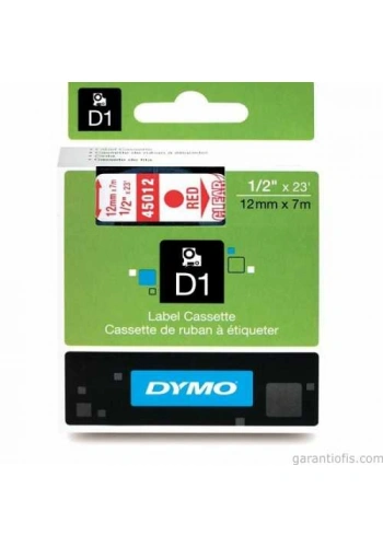 DYMO D1 Şeffaf/Kırmızı Yedek Şerit 12mm x 7mt (45012)
