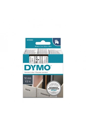 DYMO D1 Şeffaf/Siyah Yedek Şerit 12mm x 7mt (45010)