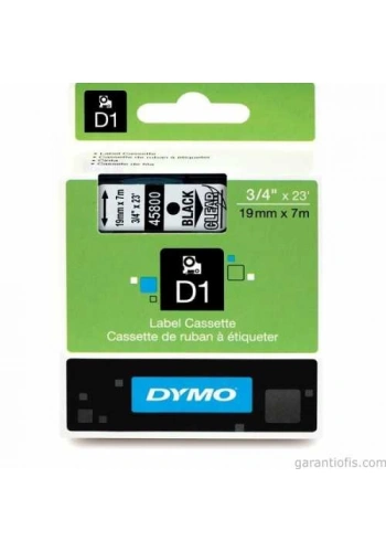 DYMO D1 Şeffaf/Siyah Yedek Şerit 19mm x 7mt (45800)