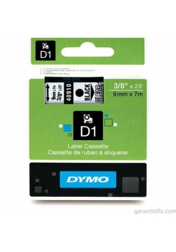DYMO D1 Şeffaf/Siyah Yedek Şerit 9mm x 7mt (40910)