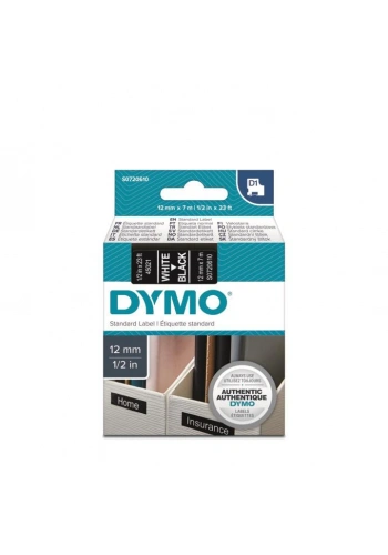 DYMO D1 Siyah/Beyaz Yedek Şerit 12mm x 7mt (45021)